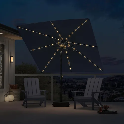 Vista 60 de PURPLE LEAF Sombrilla LED para patio y piscina, 5 x 8 pies, con base para Beige