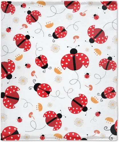 Vista 11 de Manta de franela de mariquita para regalo, ultra suave y acogedora, manta de forro polar ligera y mullida, manta de felpa cálida para sofá, cama, 30