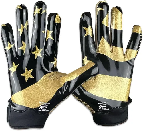 Vista 23 de Battle Sports - Guantes de fútbol americano para receptor abierto con dorso de mano, ultraadherentes y con agarre, antideslizantes, para adultos