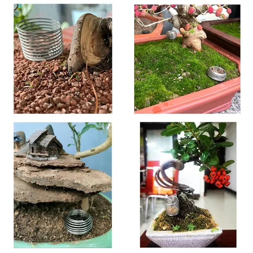 Vista 6 de Paquete de 10 cestas de fertilizantes para bonsái, contenedores de acero inoxidable para plantación de nutrientes, dispensador de riego de alimentos