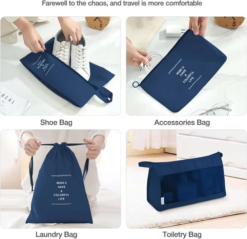 Vista 5 de Cubos de embalaje para maletas, cubos de embalaje con bolsa de zapatos, bolsa de cosméticos, bolsa de ropa, bolsas de accesorios, cubos de embalaje