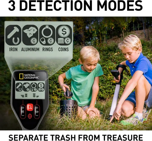 Vista 6 de National Geographic Pro Series Detector de metales - Cazador de tesoros definitivo con puntero, bobina grande impermeable de 10" - ligera y plegable