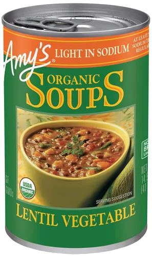 Vista 16 de Amy's Sopa, sopa vegana enlatada de lentejas, sin gluten, hecha con lentejas verdes orgánicas y verduras, 14.5 onzas (paquete de 6)