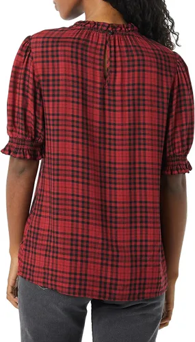 Vista 2 de Tienda Essentials Camisa de sarga fluida para mujer con detalle de bata de manga corta