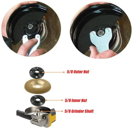Vista 3 de Llave angular de brida de amoladora, tuerca de bloqueo de metal para DW Milwaukee Makita 193465-4 compatible con Bosch Black & Decker Ryobi 4.5" 5