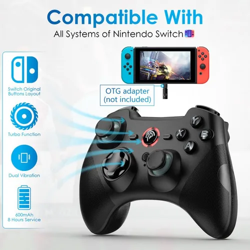 Vista 7 de EasySMX Wireless Gamepad Joystick Controller, 2.4G Gaming Controller for PCPS3AndroidAndroid TV BOX, with Turbo, Pulg and Play, Dual Vibration, 14