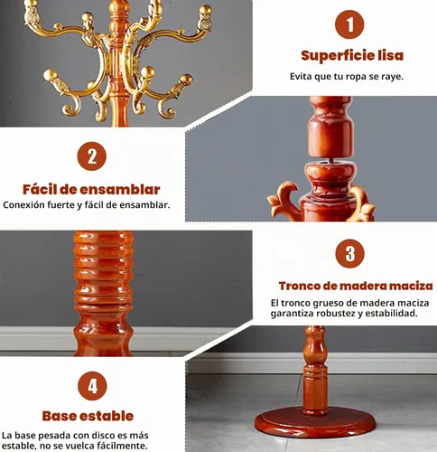 Vista 5 de Percheros independientes con 14 ganchos, soportes de madera natural para entrada, altura ajustable de 73 pulgadas, perchero de árbol para pasillo