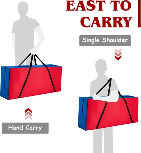 Vista 4 de COSTWAY Juego gigante gigante de 4 a puntuación con bolsa de transporte, juego de 2.5 pies para interiores y exteriores con aro de baloncesto, juego