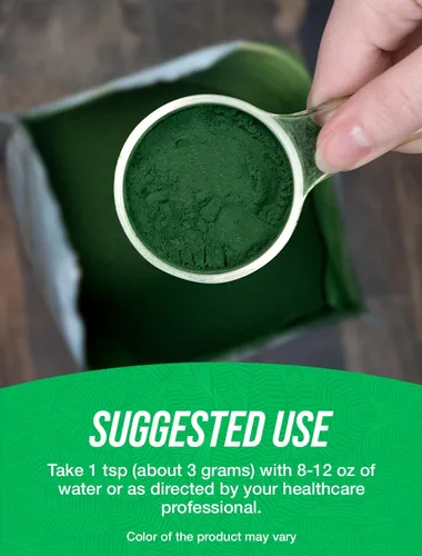 Vista 4 de BulkSupplements.com Espirulina Orgánica en Polvo - Superalimento, Polvo de Espirulina Verde, Suplemento Herbal - Apto para Veganos, 3g por Porción