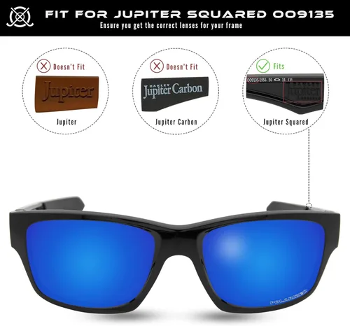 Vista 5 de SOLODAD Lentes de repuesto para gafas de sol Oakley Jupiter Squared OO9135 polarizadas - 3 pares
