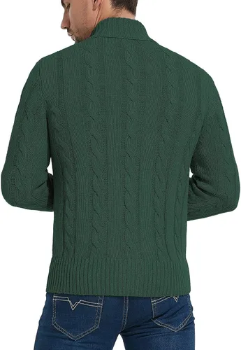 Vista 5 de NITAGUT - Suéter de punto para hombre de manga larga con cuello de pie y botones
