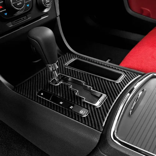 Vista 5 de Coche cambio cambio panel cubierta calcomanías para 2011 2012 2013 2014 Dodge cargador accesorios fibra carbono interior pegatinas