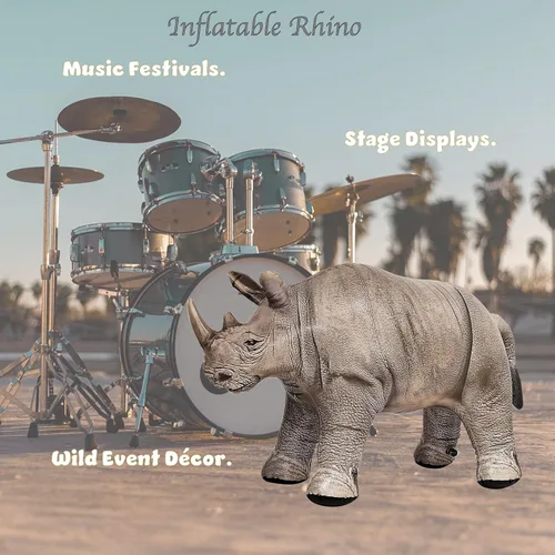 Vista 8 de Jet Creations an-Rhino - Animal inflable de rinoceronte blanco de 36.0 in, decoración de fiesta, accesorio de fotos de animales de peluche
