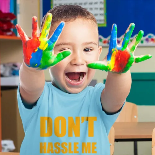 Vista 3 de Camiseta para niños pequeños Don't Hassle Me I'm Local Funny Humor Local Ropa para niños y niñas, Diseo Aqua Blue.