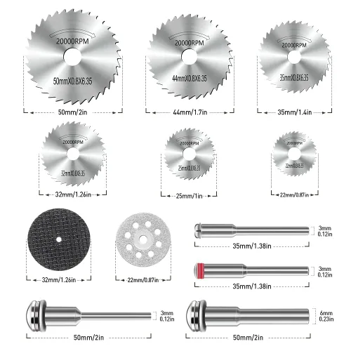 Vista 5 de Discos de corte compatibles con Dremel 32 piezas, hojas de sierra circular HSS, 6 unidades, discos de corte de resina, 10 unidades de rueda de corte