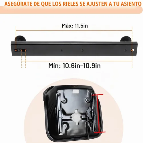 Vista 4 de Kit de Deslizador de Asiento Racewill con Hardware - Compatible con Go Kart, Go Cart, Asientos de Cubo - Universal