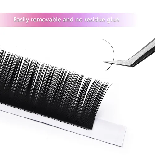 Vista 6 de Extensiones de pestañas de volumen regular, bandeja mixta, 0.03 mm, rizo B, 8-14 mm, de visón premium y seda, volumen de pestañas, suaves, mate