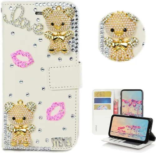 Vista 12 de Bling - Funda tipo cartera compatible con Samsung Galaxy S21 Ultra, elegante funda de piel con diseño de libélula y mariposa 3D hecha a mano con Azul