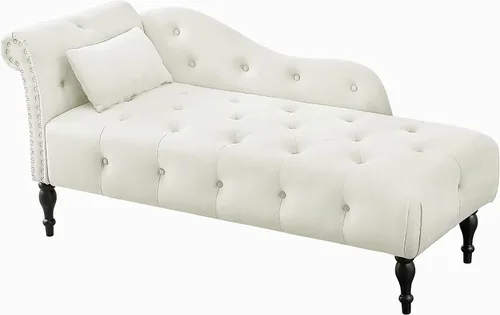 Vista 9 de Chaise Lounge - Chaise Lounge - Botones de terciopelo para interiores con almohada, decoración de cabeza de clavo con brazo enrollado