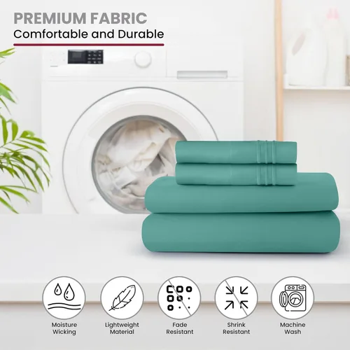 Vista 55 de LUX Décor - Juego de sábanas Twin de microfibra ultrasuave de 3 piezas con sábana encimera, sábana bajera de 16 pulgadas de profundidad y funda