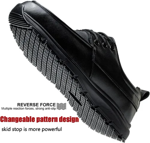 Vista 5 de Zapatos de trabajo antideslizantes para hombres y mujeres, impermeables y resistentes al aceite, ligeros y cómodos, mocasines sin cordones, tenis