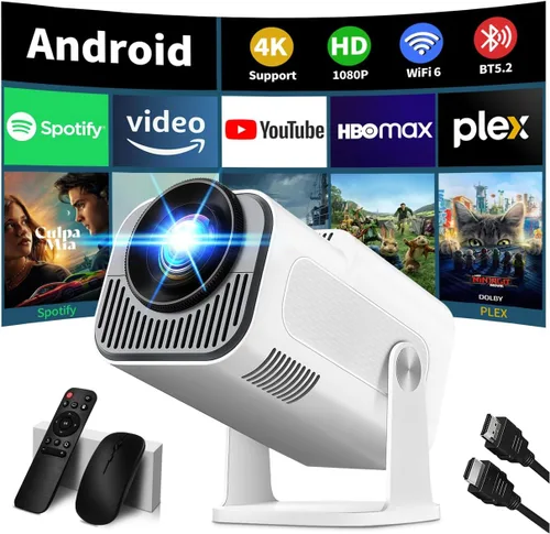 Vista 10 de [Proyector 2026 actualizado] Mini proyector compatible con 4K 1080P Keystone automático 270° giratorio con WiFi 6 y Bluetooth 5.2 proyector portátil