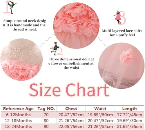 Vista 5 de TUIJI Vestido de encaje de tul sin mangas con lazo de princesa para niñas pequeñas de 6M-2T