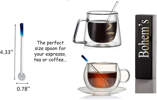 Vista 3 de Demitasse - Cucharas de café expreso, mini cuchara de café, cucharas pequeñas de vidrio de 4.33 pulgadas para té, cuchara mezcladora de varilla