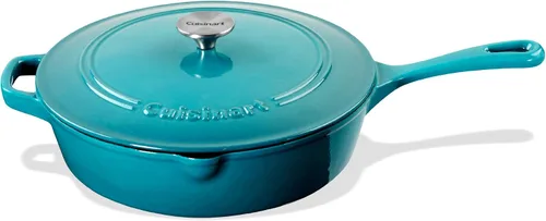Vista 3 de Cuisinart Freidora de pollo de hierro fundido de 12 pulgadas con tapa, capacidad de 4.5 cuartos de galón, interior esmaltado de porcelana, apta