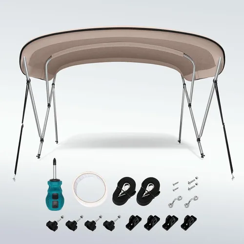 Vista 7 de KING BIRD Toldo Superior de Barco Bimini de 3-4 Arcos Protección Solar Toldo de Barco Impermeable Marco de Aluminio Inoxidable de 1 Pulgada 46