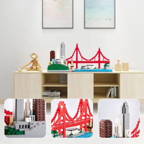 Vista 5 de Golden Gate Bridge - Juego de microbloques de construcción de San Francisco, modelo de arquitectura de la ciudad de San Francisco, exhibición