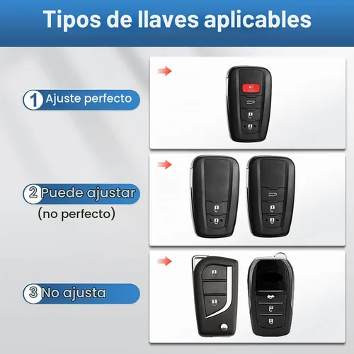 Vista 2 de YO&YOYE Compatible con funda para llave Toyota con llavero, estuche de cuero protector para llave inteligente para Camry RAV4 Highlander C-HR Prius