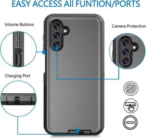 Vista 5 de Funda para Samsung Galaxy A13 5G (no para A13 4G), funda de teléfono [grado militar] 3 en 1 a prueba de golpes, resistente protección contra golpes