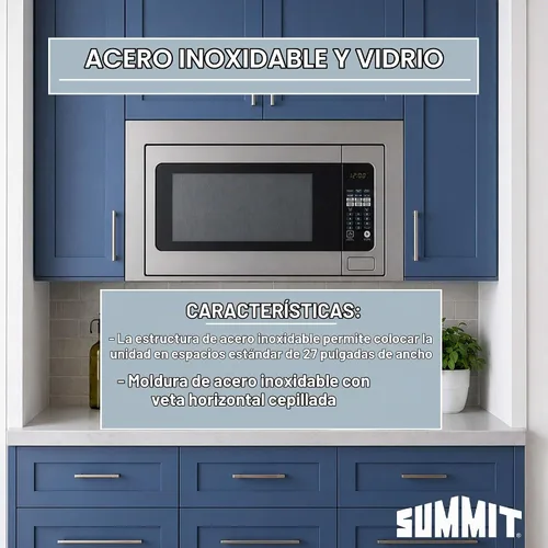 Vista 4 de Summit - Horno microondas integrado de acero inoxidable de 27 pulgadas y 30 pulgadas, 2.2 pies cúbicos, con kit de molduras y panel de control