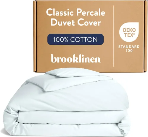 Vista 10 de Brooklinen Funda de edredón de percal de lujo, 100% algodón, fresca, nítida, lazos de esquina extralargos, cierre de botones, suave y transpirable