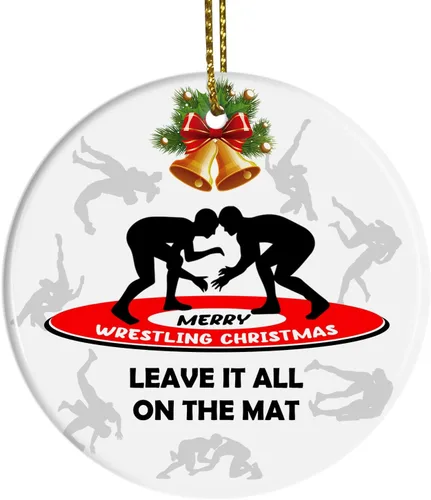 Vista 10 de Adorno de Navidad de lucha libre 2025, adornos de luchador niño para árbol de Navidad, decoración colgante de madera con temática deportiva, regalos