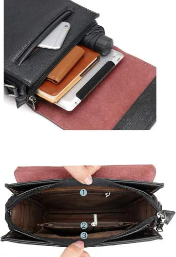 Vista 5 de LederleiterUSA Bolso de hombro de los hombres retro bolso de cuero bolso Crossbody bolsa mensajero personalidad maletín
