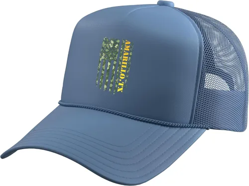 Vista 8 de Amarillo Texas Camouflage USA Flag Trucker Hat with Adjustable Mesh Back