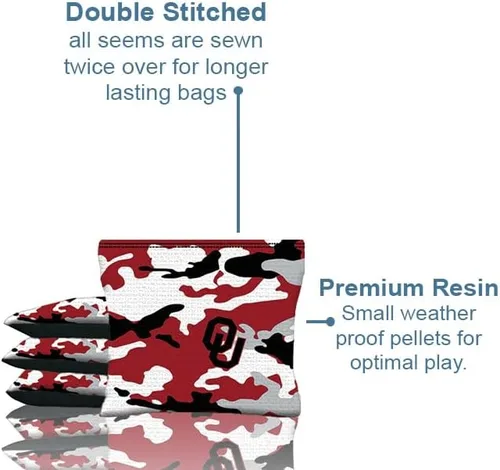 Vista 3 de Cornhole BEANBAGS Made w Oklahoma Sooners OU Fabric Set of 8 ACA Regulation Game Toss Bags
