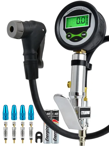 Vista 6 de CycloSpirit Medidor universal de inflado de neumáticos de bicicleta con tipo de válvula de selección automática - Herramienta de compresor de aire