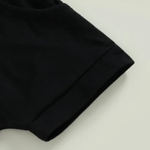 Vista 7 de Conjunto de camiseta de manga corta con estampado de vaca para bebé, pantalones cortos sólidos, ropa de verano