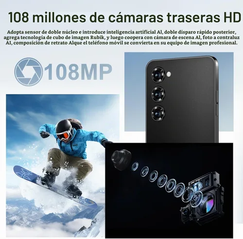 Vista 6 de Teléfonos desbloqueados C24+ 5G, 12GB+512GB, teléfono celular, 6.8 Negro-6.8"-512GB