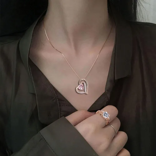Vista 4 de Collares chapados en plata con dije I love you for always and forever para mujer, regalo para el día de la madre, esposa, mamá, ella, novia