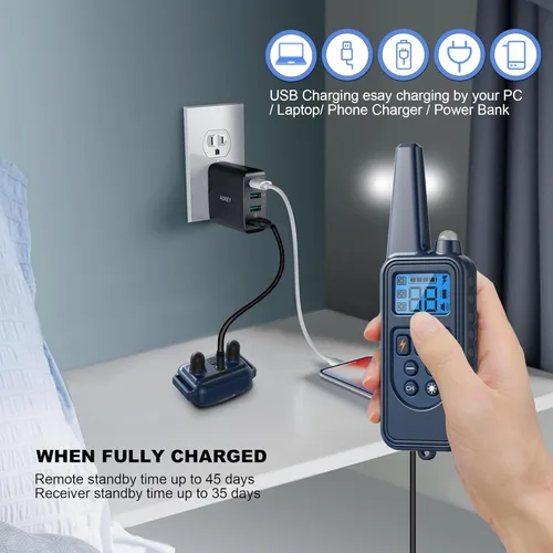 Vista 4 de Collar electrónico para perro con control remoto, collar de entrenamiento de perro impermeable de 2600 pies para perros pequeños, medianos