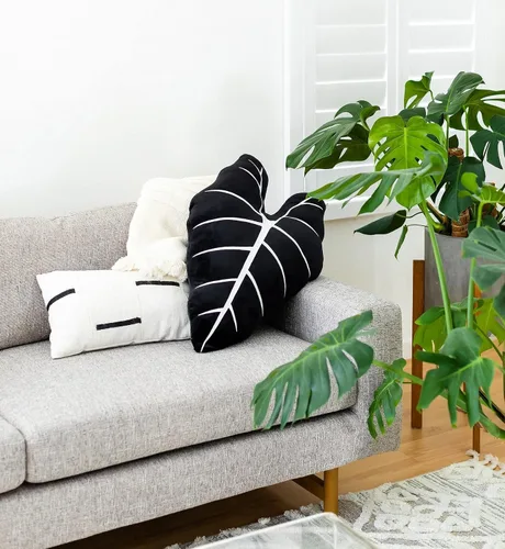 Vista 2 de Green Philosophy Co. Almohada de hoja de Frydek Alocasia - Obsidiana