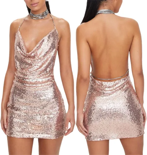 Vista 2 de Vestido de Nochevieja Vestido de moda con lentejuelas de las señoras vestido sexy vestido de cóctel vestido de la aleta