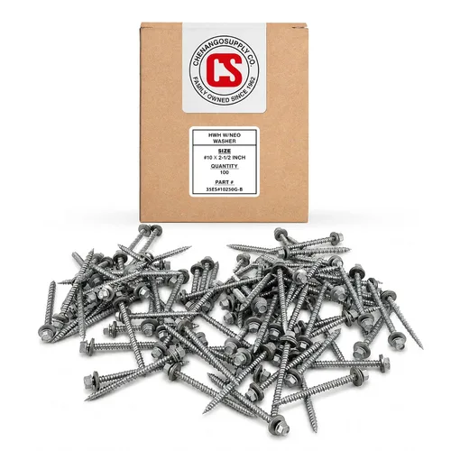 Vista 14 de Chenango Supply Tornillos de techo de metal con cabeza hexagonal #9 x 1