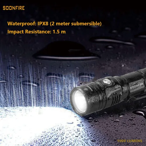 Vista 12 de Linterna LED blanca de 1000 lúmenes, E USB recargable impermeable compacta EDC Linternas de aplicación de la ley