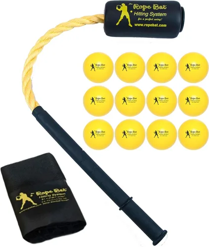 Vista 8 de Rope Bat - El entrenador original patentado de swing de cuerda Rope Bat con 12 pelotas de entrenamiento suaves - Entrenador de swing de béisbol