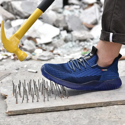 Vista 6 de SUADEX Zapatos indestructibles con punta de acero para hombres y mujeres, zapatos de seguridad para el trabajo, zapatos de construcción industrial